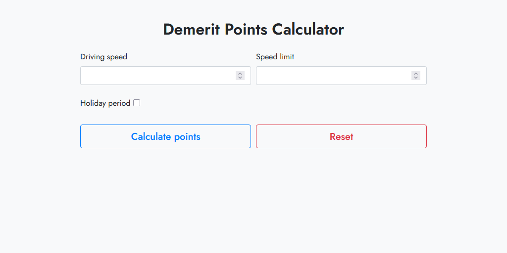 Demerit Points Calculator